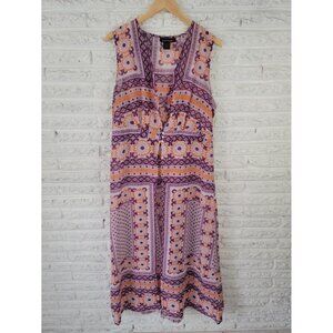 Ashley Stewart Plus Size‎ 18/20 Swim Coverup Purple Geometric Sheer Maxi GEO308E